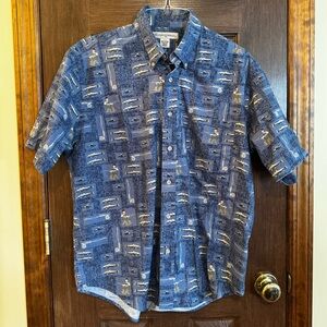 Men's Blue Printed Cotton Shirt
